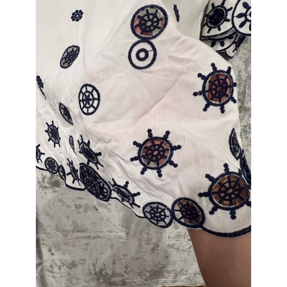 Solitaire Women’s Embroidered Tunic Top NWT Boho Peasant Blouse Cut Out Designs - Picture 4 of 9